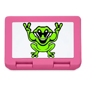 Grenouille Crapaud Cool Lunettes de soleil Victoire Paix Mains - Boîte à goûter - rose - Devant