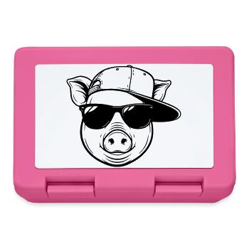 Cool pig with cap and sunglasses - Lunchbox - pink - Front