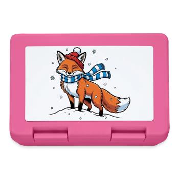 Winterfuchs mit Schal - Brotdose - Pink - Vorne