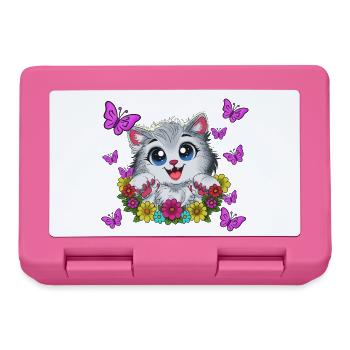 Un baiser de chat dans une couronne florale - Boîte à goûter - rose - Devant