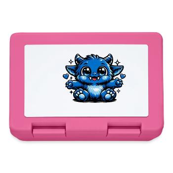 Blauer Kuschel-Drachen Comicstil - Brotdose - Pink - Vorne