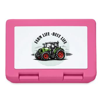 Vie à la ferme – Tracteur vert et rouge style vintage - Boîte à goûter - rose - Devant