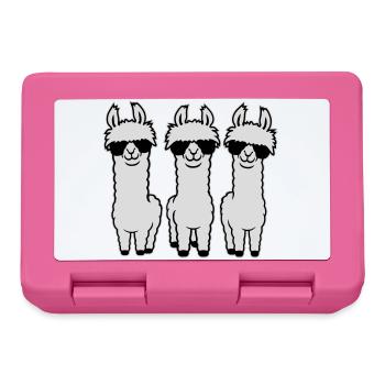 Drei Coole Lamas Reihe Sonnenbrille Lustig Tier - Brotdose - Pink - Vorne