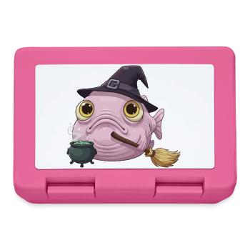 Poisson-Blobfish Drôle - Chapeau de Sorcière et Chaudron Magique - Boîte à goûter - rose - Devant