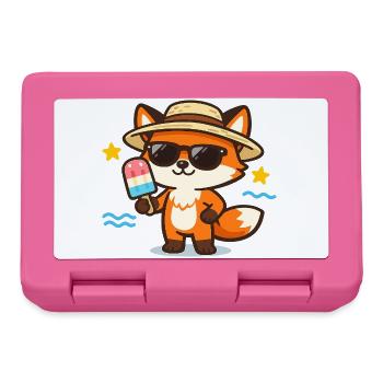 Renard d’été avec chapeau et glace - Boîte à goûter - rose - Devant