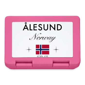 Ålesund, Norvège, coordonnées, voyage, souvenir - Boîte à goûter - rose - Devant