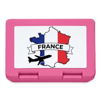 France Tricolore: Plane and Banner - Lunchbox - pink - Front