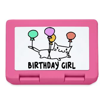 Katze mit Ballons Birthday Girl Geschenk - Brotdose - Pink - Vorne