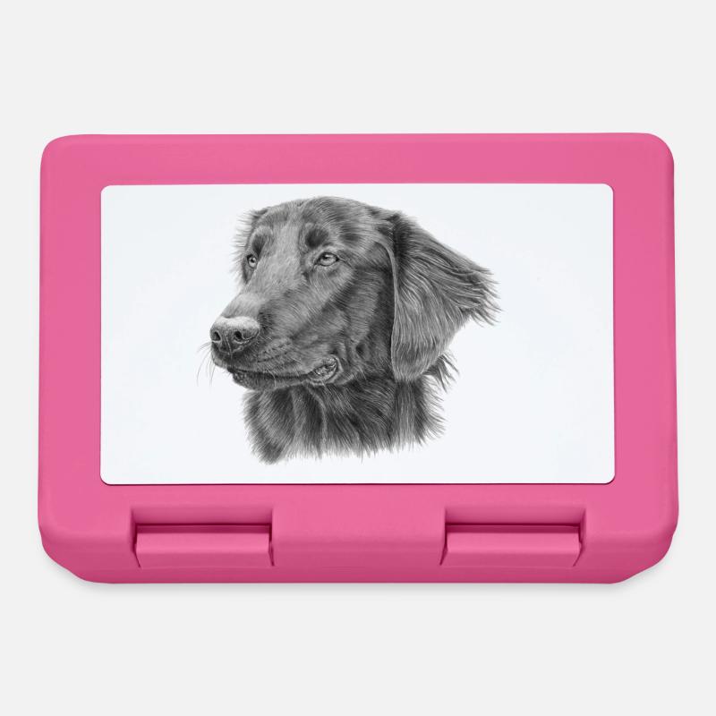 flatcoated retriever bw - Lunchbox - pink