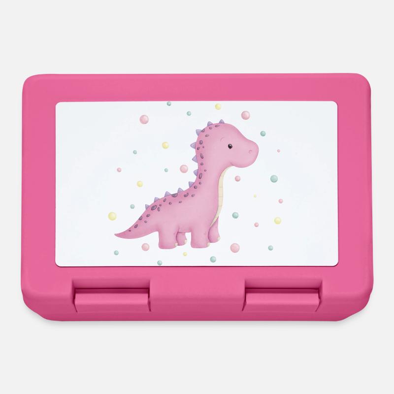 Dino Mädchen mit Punkten - Brotdose - Pink