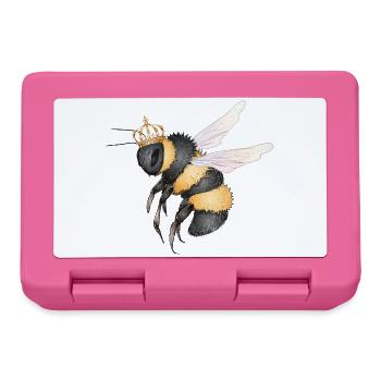 Drawing of a flying bumblebee with crown - Lunchbox - pink - Front