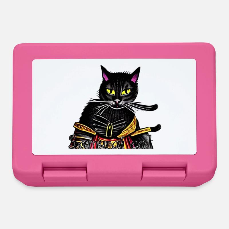 Samurai cat with gold armor - Lunchbox - pink