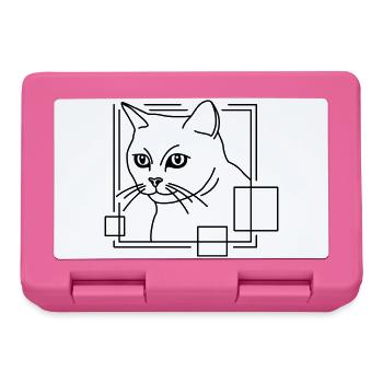 Katze in geometrischer Form - Line-Art-Design - Brotdose - Pink - Vorne