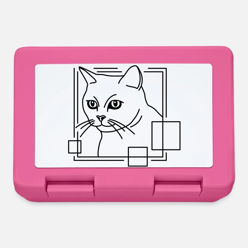 Katze in geometrischer Form - Line-Art-Design - Brotdose - Pink