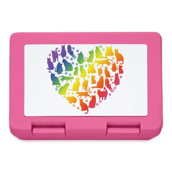 Herz aus Katzen - Regenbogen - Brotdose - Pink - Vorne