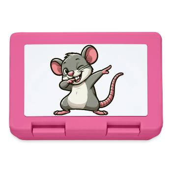 Rat and Mouse Dabbing Cartoon - Lunchbox - pink - Front