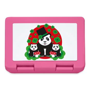 Panda Familie mit Kleeblätter - Brotdose - Pink - Vorne