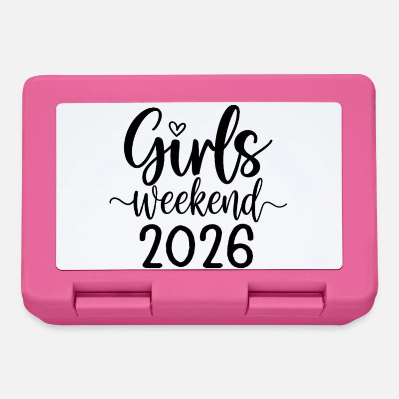 Lettrage du week-end des filles 2026 - Boîte à goûter - rose