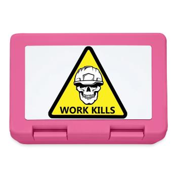 Danger Work, Kill sign with a helmeted skull - Lunchbox - pink - Front