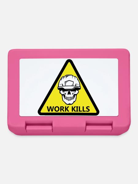 Danger Work, Kill Schild mit behelmtem Totenkopf - Brotdose - Pink