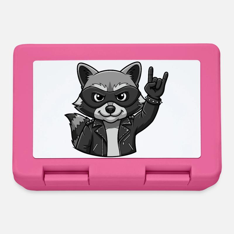Rocker Waschbär mit Rock On Geste - Brotdose - Pink