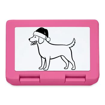 Christmas Dog Cartoon Illustration - Lunchbox - pink - Front