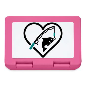 Fishing Heart Fish Rod Nature Passion - Lunchbox - pink - Front