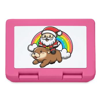 Beaver Santa Claus Christmas - Lunchbox - pink - Front