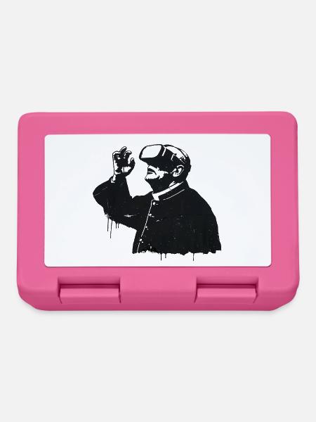 Priester mit VR Brille – Glaube trifft Zukunft - Brotdose - Pink