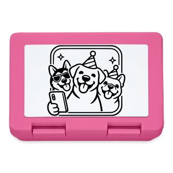 Party Dogs Selfie Dogs Line Art Minimalist - Lunchbox - pink - Front