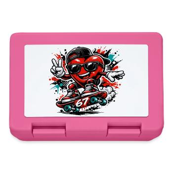 Sechs Sieben 6 7 Valentinstag Liebesgeschenk Herz - Brotdose - Pink - Vorne