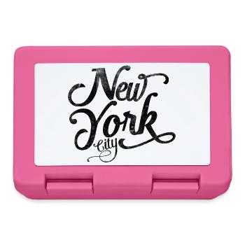 New York City - Black Vintage Script  - Lunchbox - pink - Front