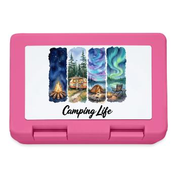 Camping Life Watercolor Adventure with Tent trees - Lunchbox - pink - Front