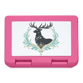 Hirsch im Ornamentherz - Brotdose - Pink - Vorne