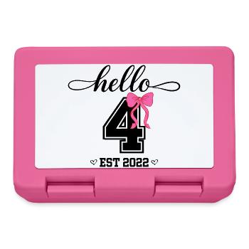 Hello 4 Est 2022 Mädchen Geburtstag Design - Brotdose - Pink - Vorne