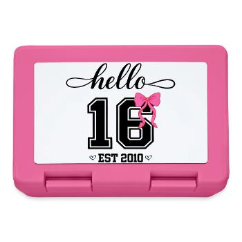 Bonjour 16 Est 2010 Girl Birthday Design - Boîte à goûter - rose - Devant
