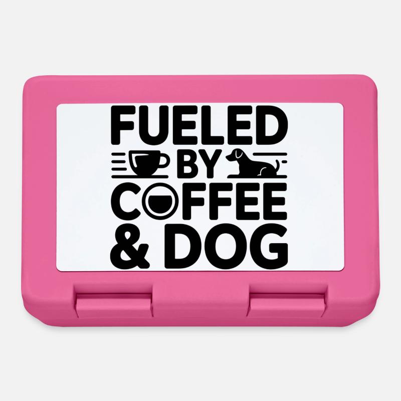 Café & Chien : Motif du matin de puissance - Boîte à goûter - rose