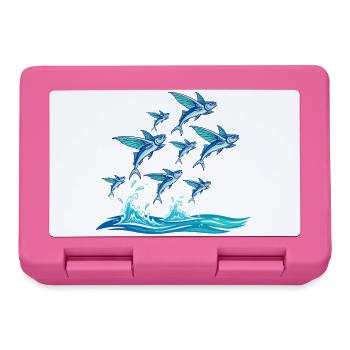 fliegende Fische springend Wellen Maritim Motiv - Brotdose - Pink - Vorne