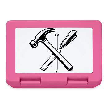 Carpenter Tool Hammer Nail Motif - Lunchbox - pink - Front