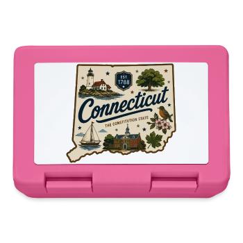 Connecticut Vintage State Souvenir-Aufkleber - Brotdose - Pink - Vorne