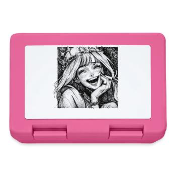 Lächelnde Kronprinzessin Linoldruck - Brotdose - Pink - Vorne