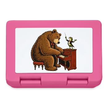 Bär & Frosch am Klavier – Lustiges Musikmotiv - Brotdose - Pink - Vorne