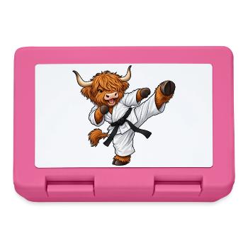 Highland Cattle beim Karate – Kuh mit Kampfgeist - Brotdose - Pink - Vorne