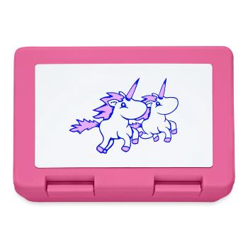2 Einhörner Team reiten schnell Galopp Freude Crew - Brotdose - Pink - Vorne