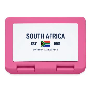 South Africa - Südafrika - Flagge - Koordinaten - Brotdose - Pink - Vorne