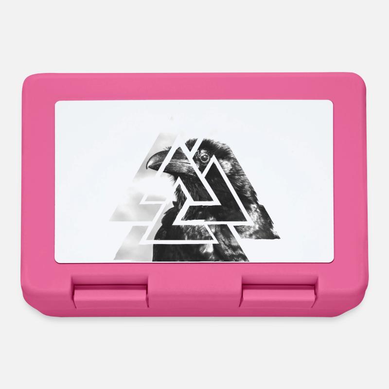 Valknut, Symbol von Odin - Mit schwarzem Raben - Brotdose - Pink