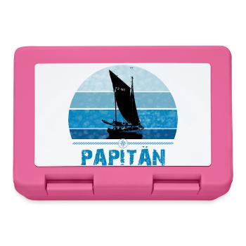 PAPITÄN - Papa, der Kapitän und Anker - Geschenk - Brotdose - Pink - Vorne