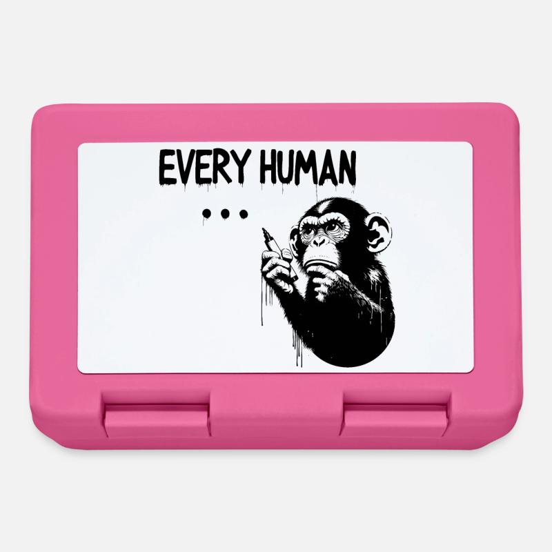EVERY HUMAN ... | Thinking ape Banksy Style - Brotdose - Pink