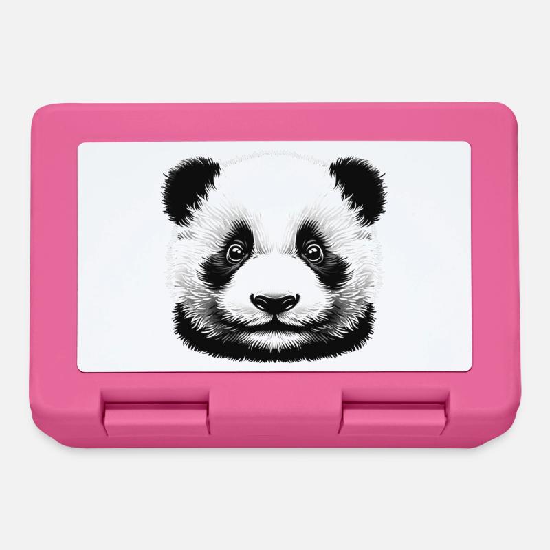 Pandas 🐼 Schwarz-Weiß-Panda-Gesichtskunst - Brotdose - Pink