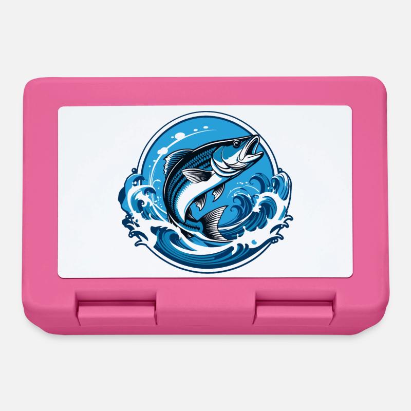 Fisch im Wasser mit Wellenumrandung - Brotdose - Pink